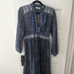 Doen Prem Dress in Navy Print